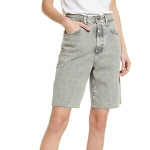 AG Kerah Relaxed Raw Hem Denim Bermuda Shorts in Chalkboard